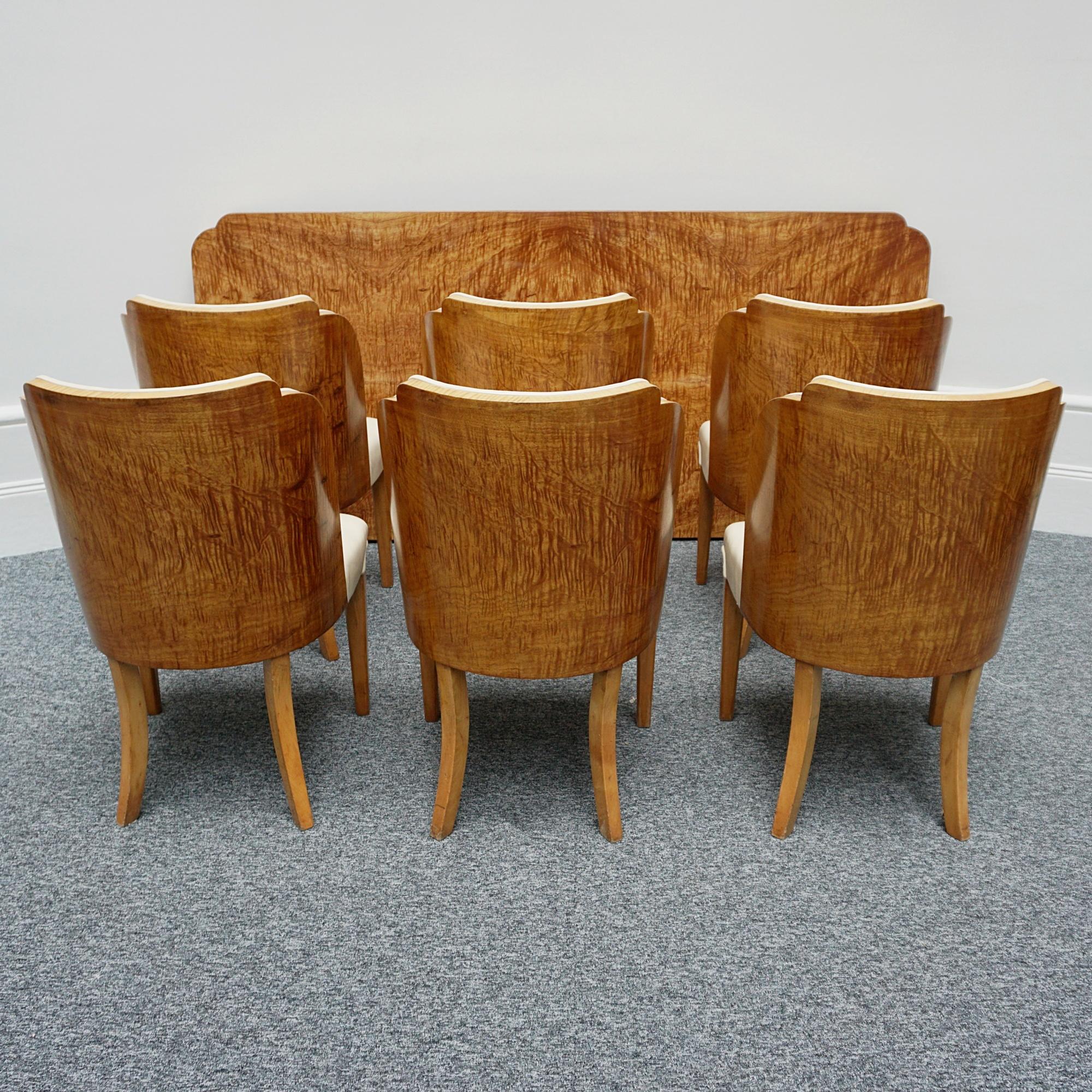 Art Deco Satinwood Six - Eight Seater Dining Suite For Sale 5