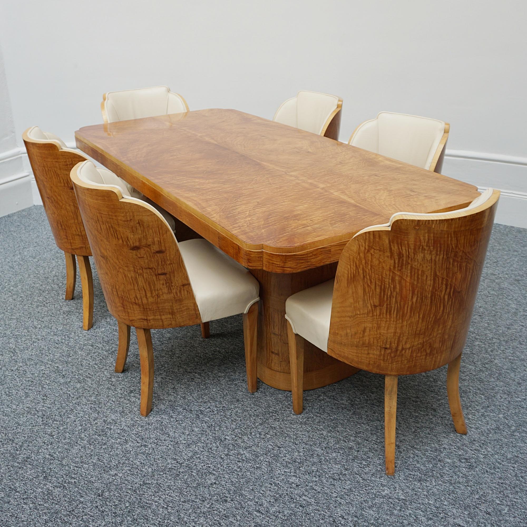 Art Deco Satinwood Six - Eight Seater Dining Suite For Sale 9
