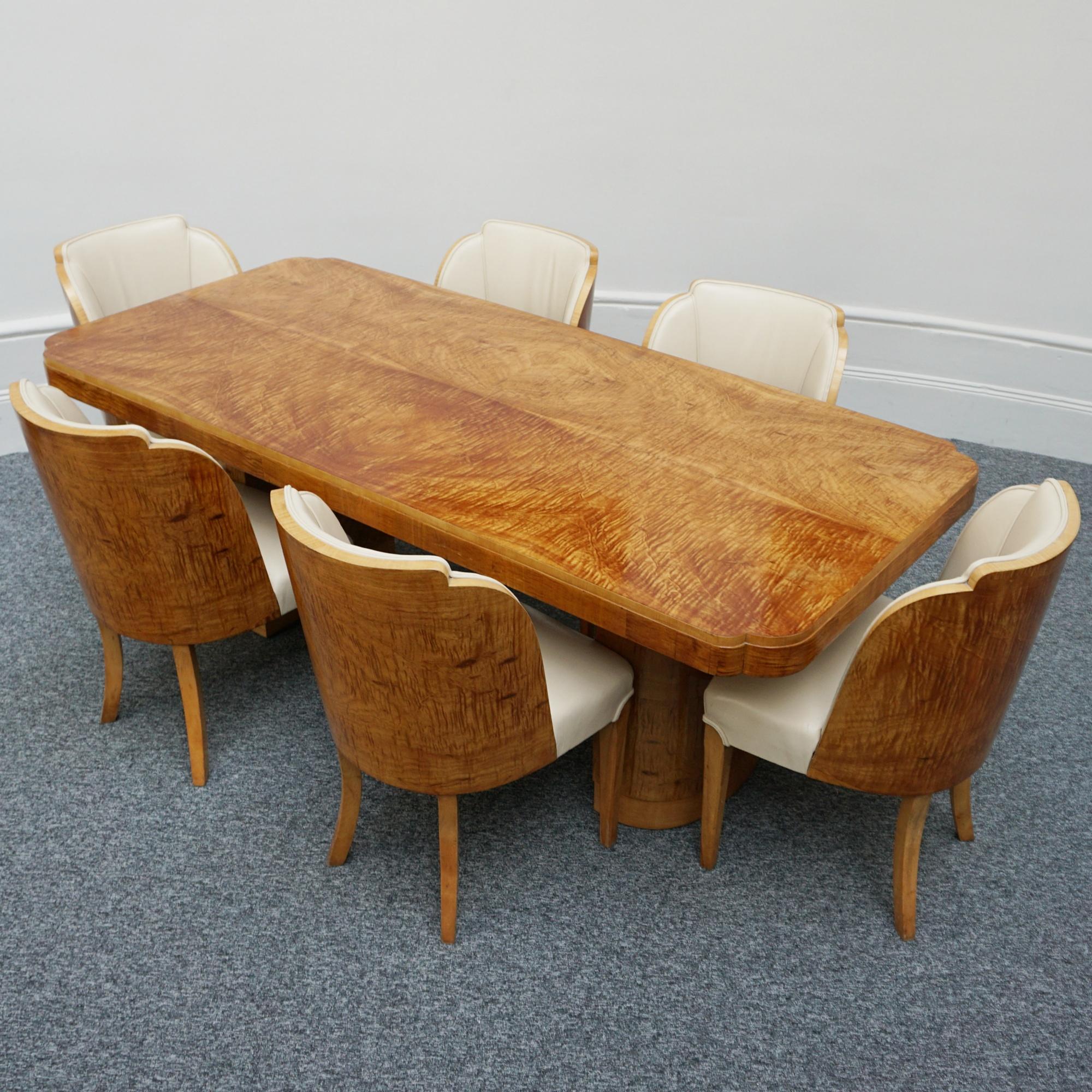 Art Deco Satinwood Six - Eight Seater Dining Suite For Sale 10