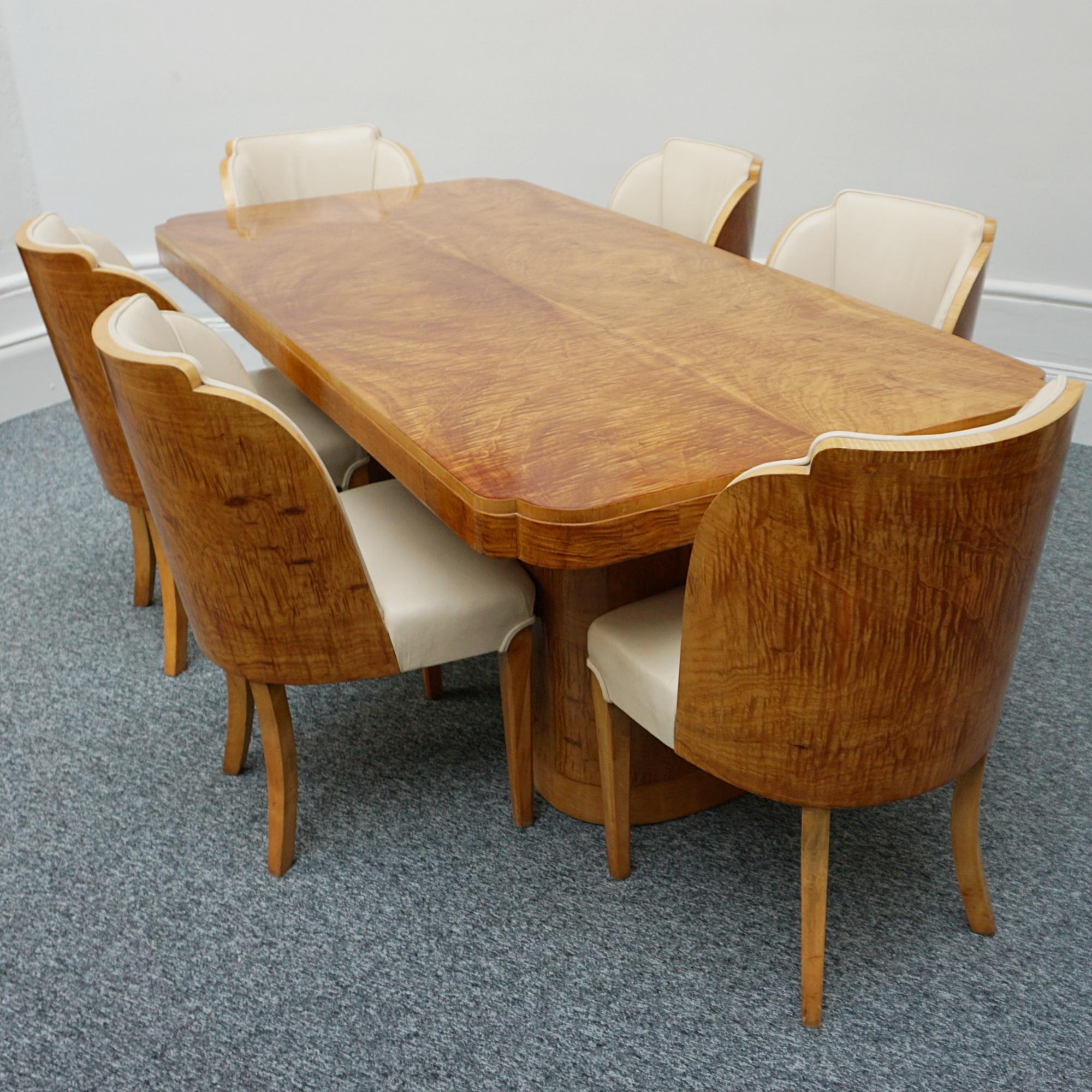 Art Deco Satinwood Six - Eight Seater Dining Suite For Sale 11