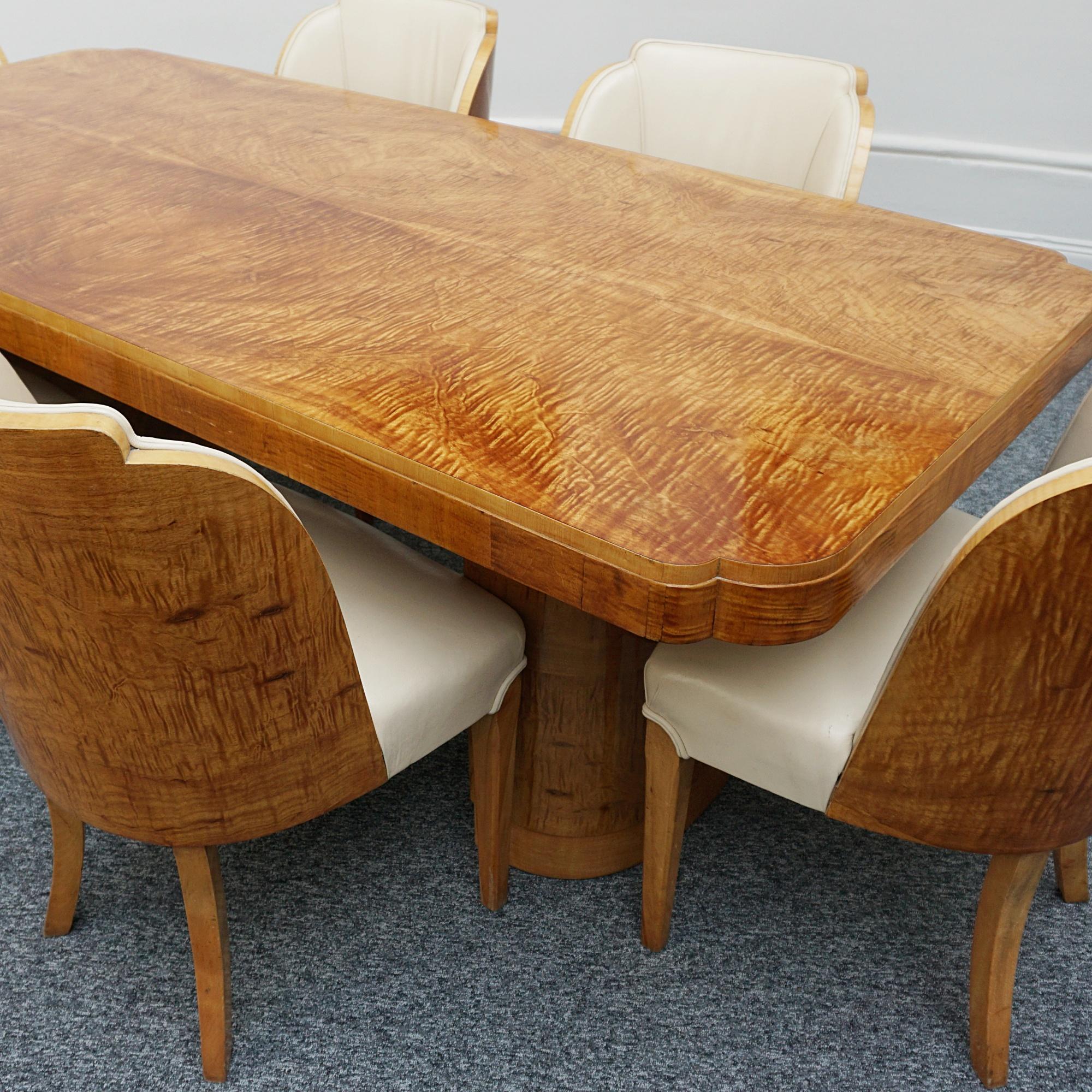 Art Deco Satinwood Six - Eight Seater Dining Suite 12