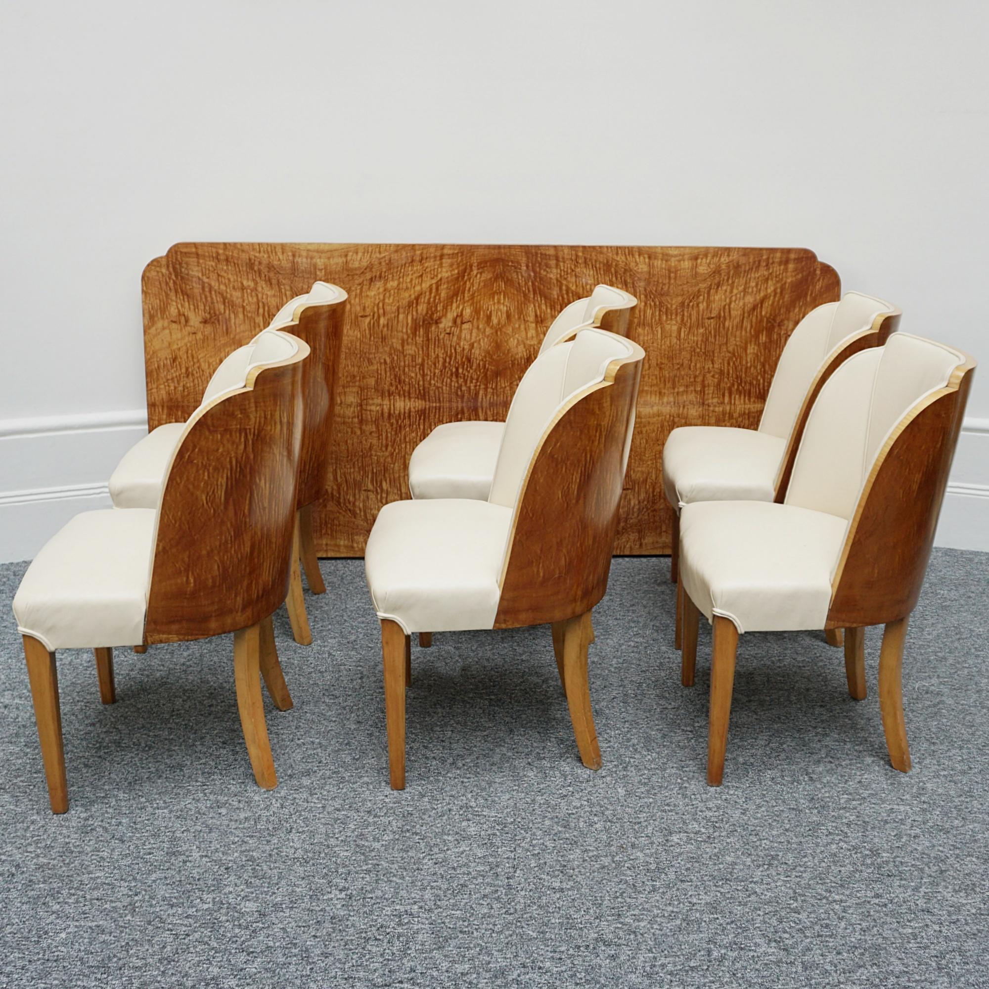 Art Deco Satinwood Six - Eight Seater Dining Suite For Sale 1