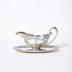 Art Deco Sauce Boat & Liner in "Cinderella" Pattern Sterling Silver by Gorham
