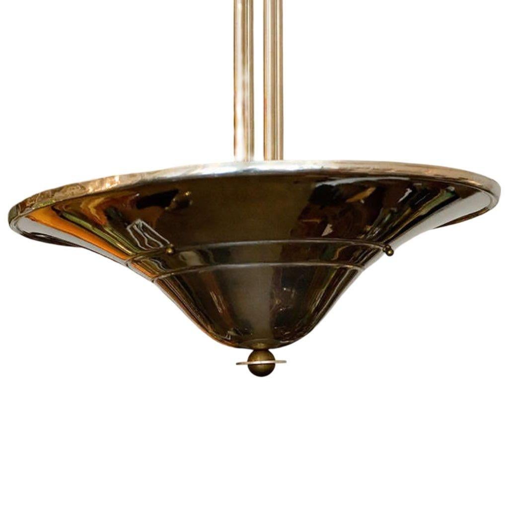 Mid-20th Century Art Deco Saucer Ceiling Pendant Lamp, Pair For Sale