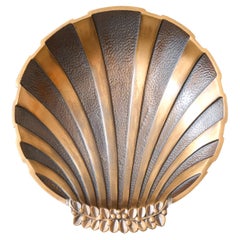 Art Deco Scallop Bronze Bowl by Niels Dam Ravn for Nordisk Malm, Denmark, 1930s.