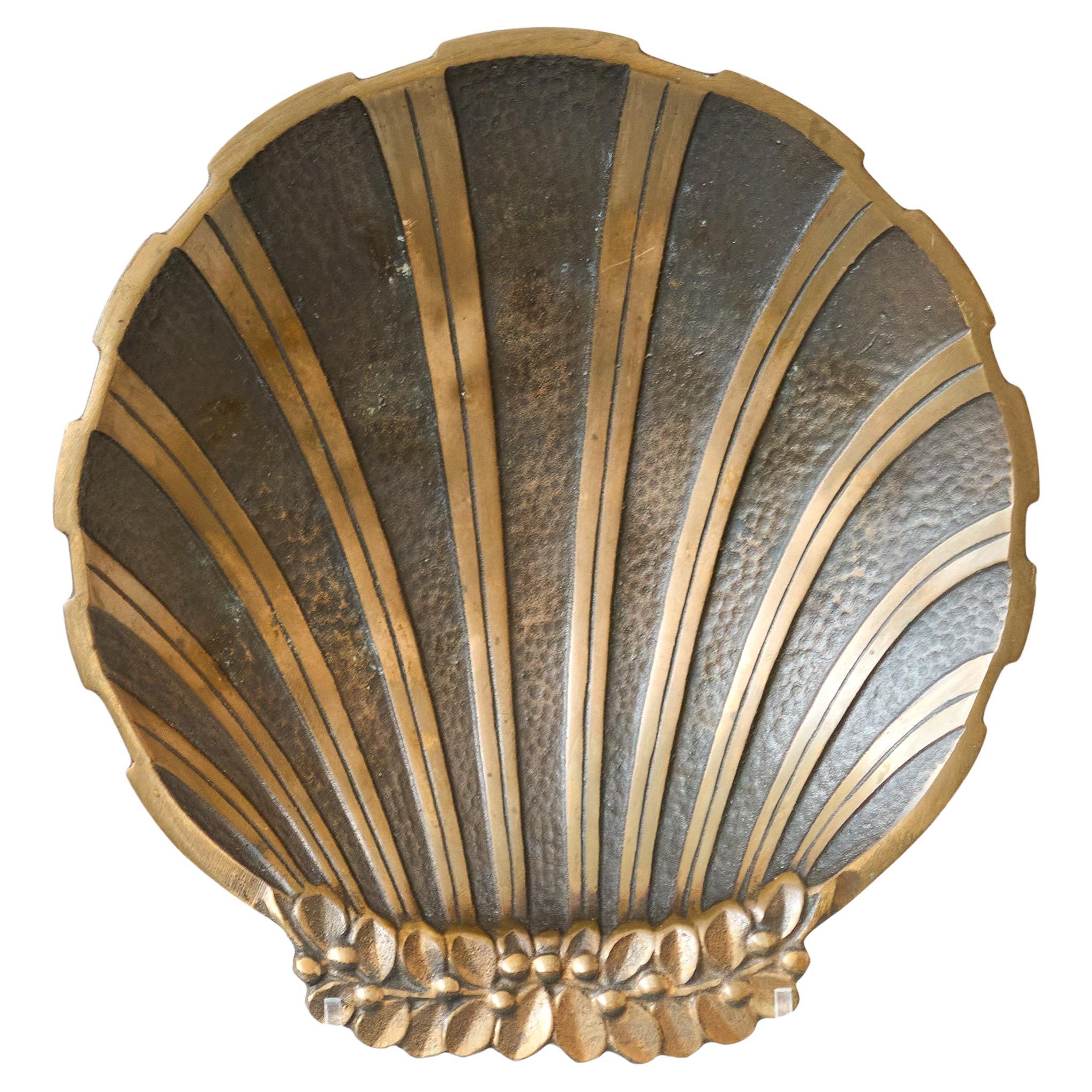 Art Deco Scallop Bronze Bowl by Niels Dam Ravn for Nordisk Malm, Denmark, 1930s.