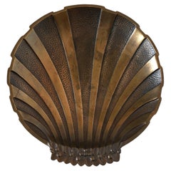 Retro Art Deco Scallop Bronze Bowl. Niels Dam Ravn for Nordisk Malm, Denmark, 1930s