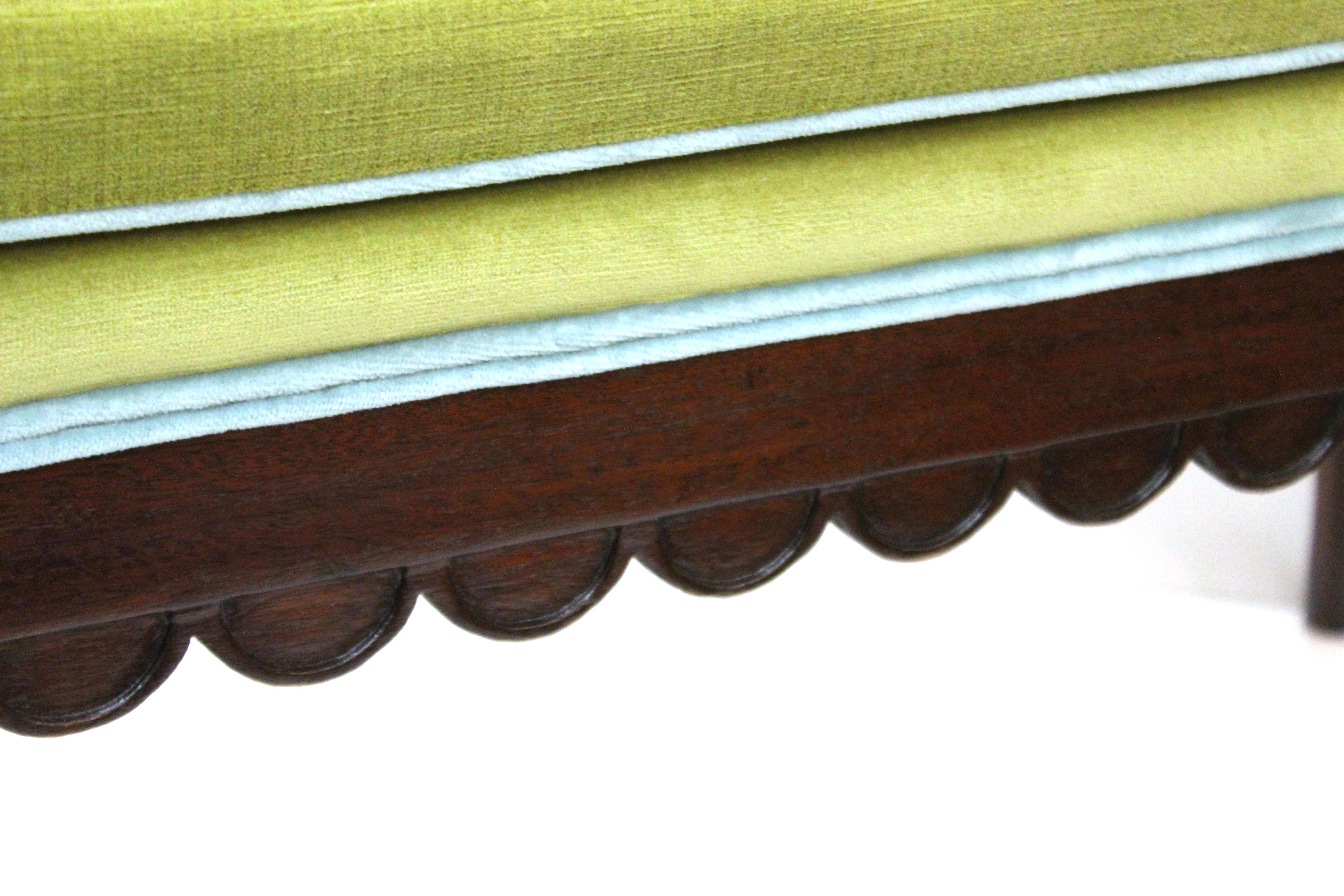 Art Deco Scalloped Bench in Mahogany with Velvet Cushion 5