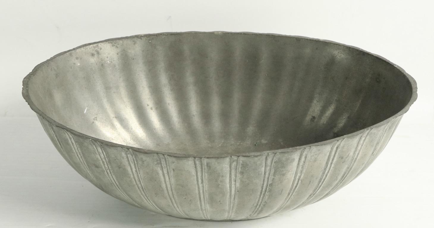 Danish Art Deco Scalloped Edge Pewter Bowl by Just Andersen, Made in Denmark