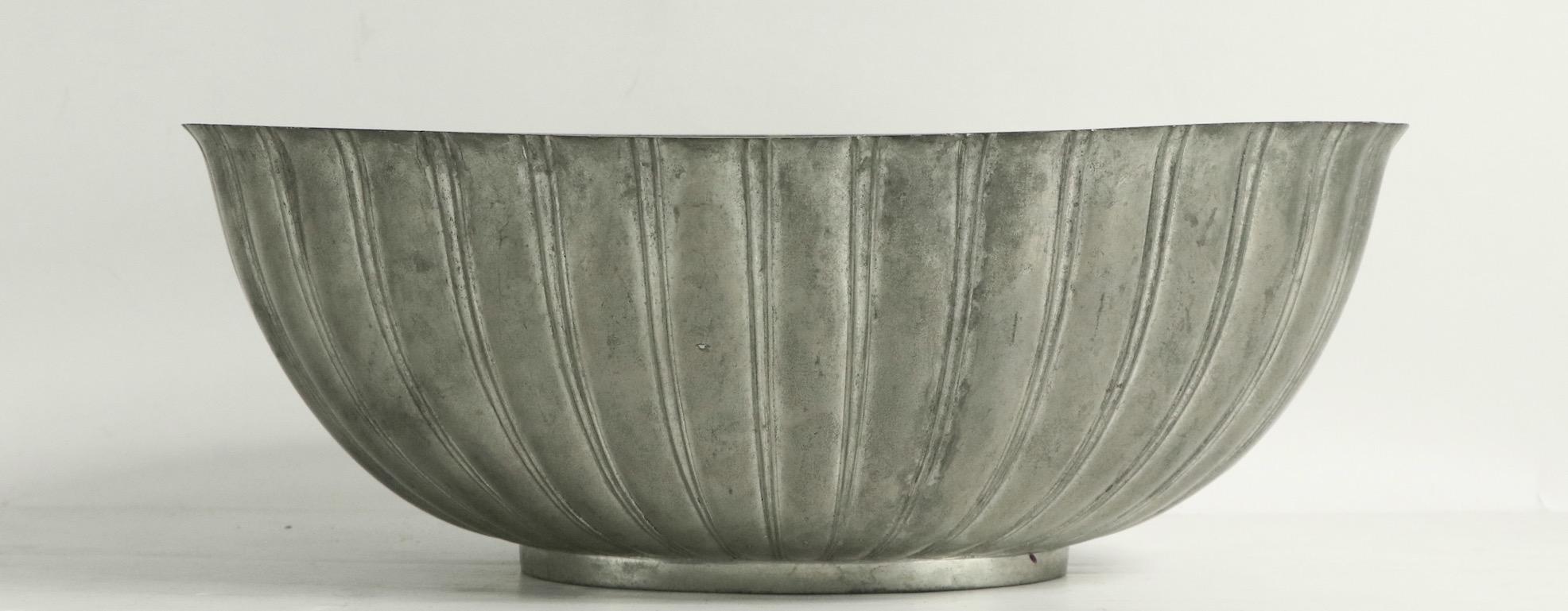 Art Deco Scalloped Edge Pewter Bowl by Just Andersen, Made in Denmark In Good Condition In New York, NY