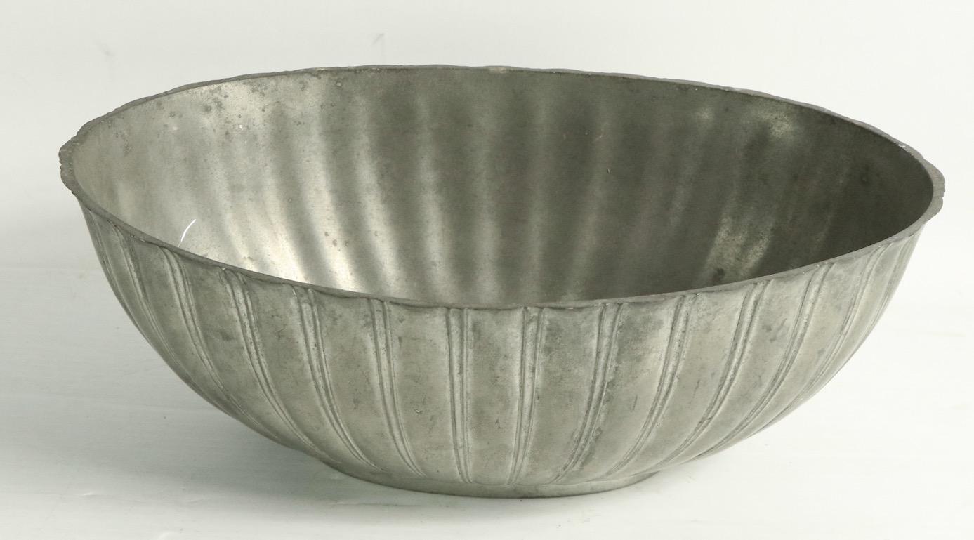 20th Century Art Deco Scalloped Edge Pewter Bowl by Just Andersen, Made in Denmark