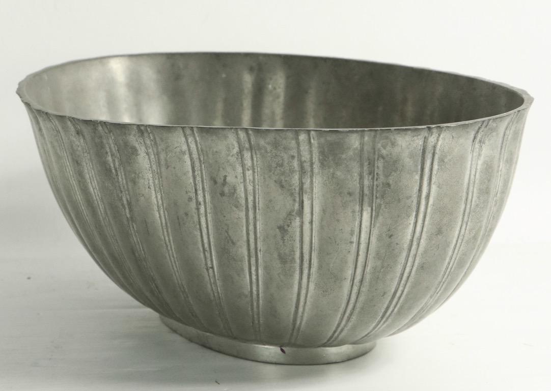 Art Deco Scalloped Edge Pewter Bowl by Just Andersen, Made in Denmark 2