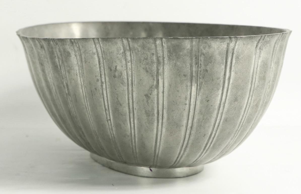 Art Deco Scalloped Edge Pewter Bowl by Just Andersen, Made in Denmark 3