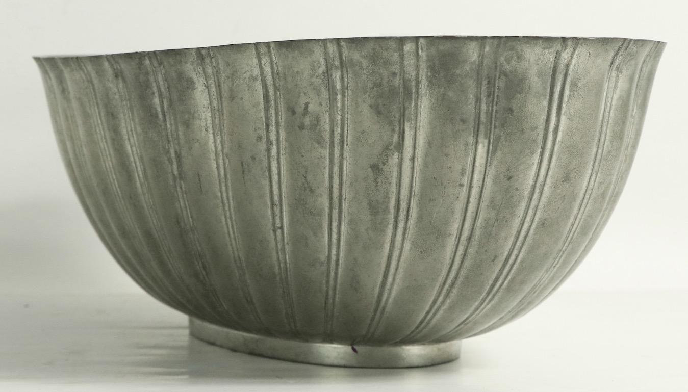 Art Deco Scalloped Edge Pewter Bowl by Just Andersen, Made in Denmark 4