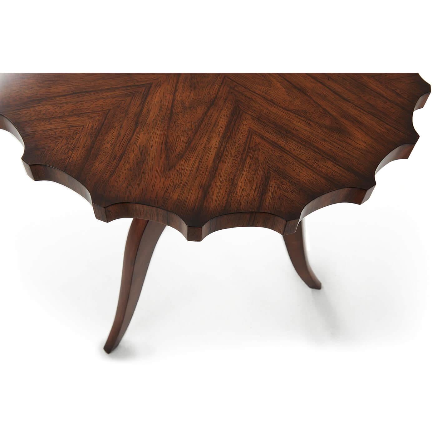 scalloped wicker table