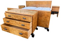 Art Deco Scandinavian bedroom suite with super king bed, chest , nightstands