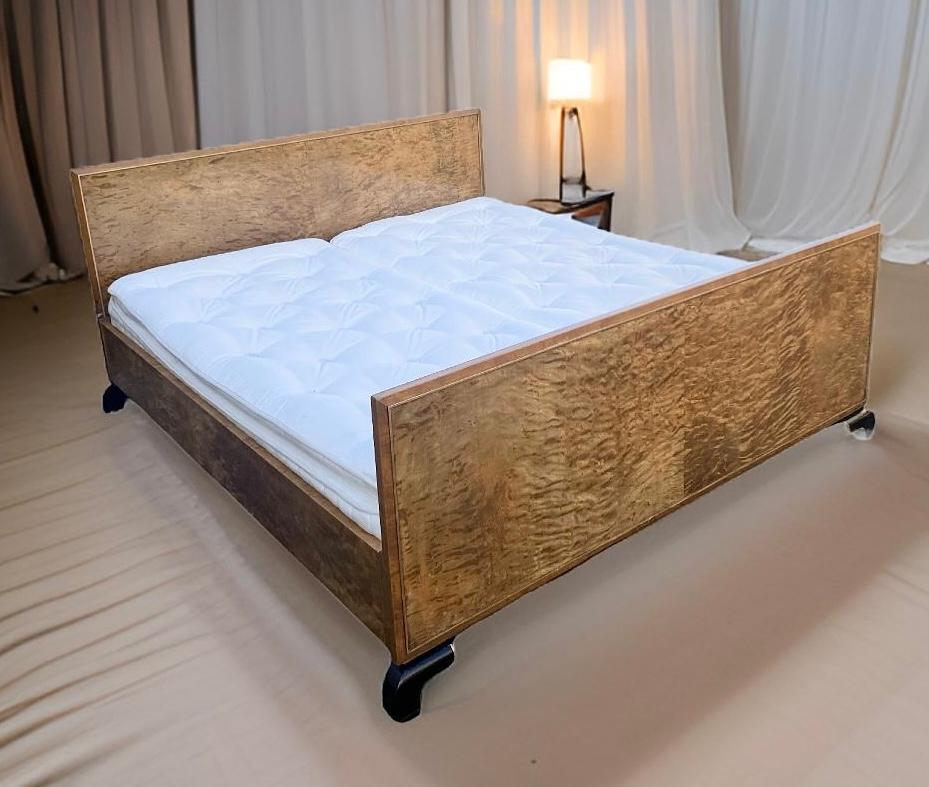 European Art Deco Scandinavian bedroom suite with super king bed, chest , nightstands For Sale