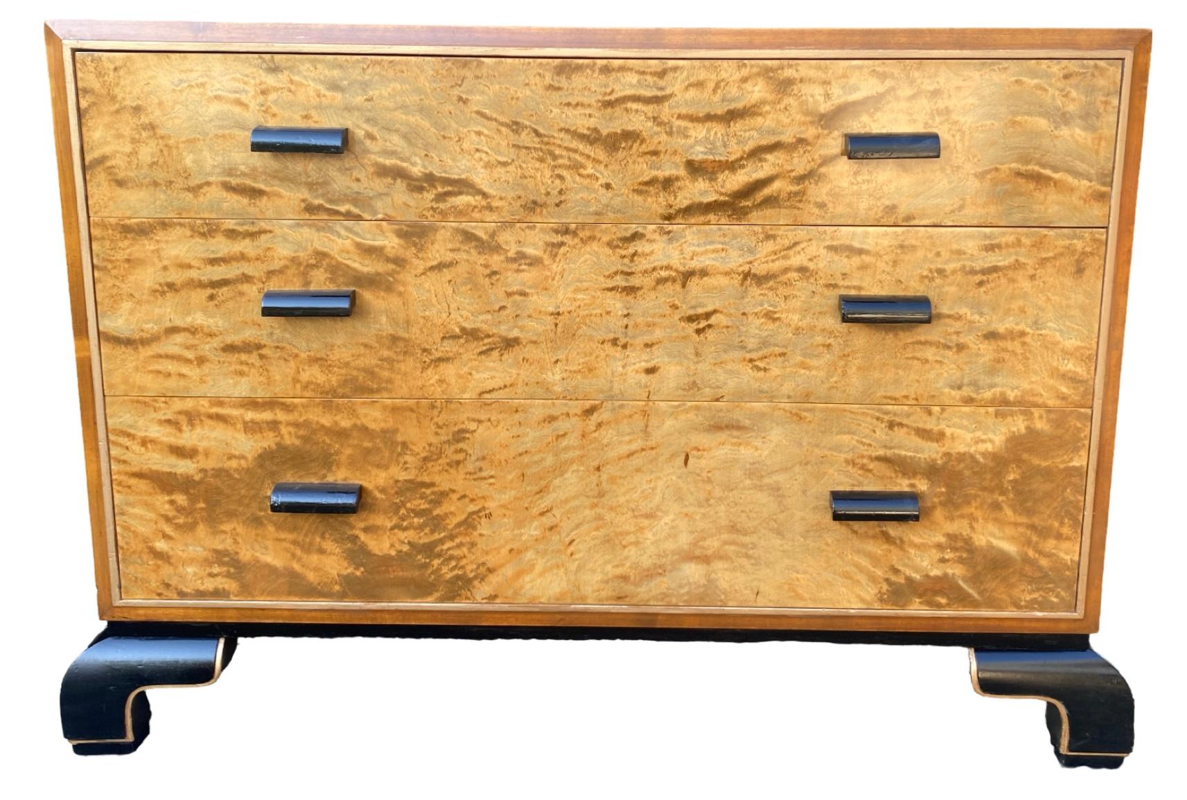 Art Deco Scandinavian bedroom suite with super king bed, chest , nightstands For Sale 1