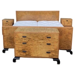 Used Art Deco Scandinavian bedroom suite with super king bed, chest , nightstands