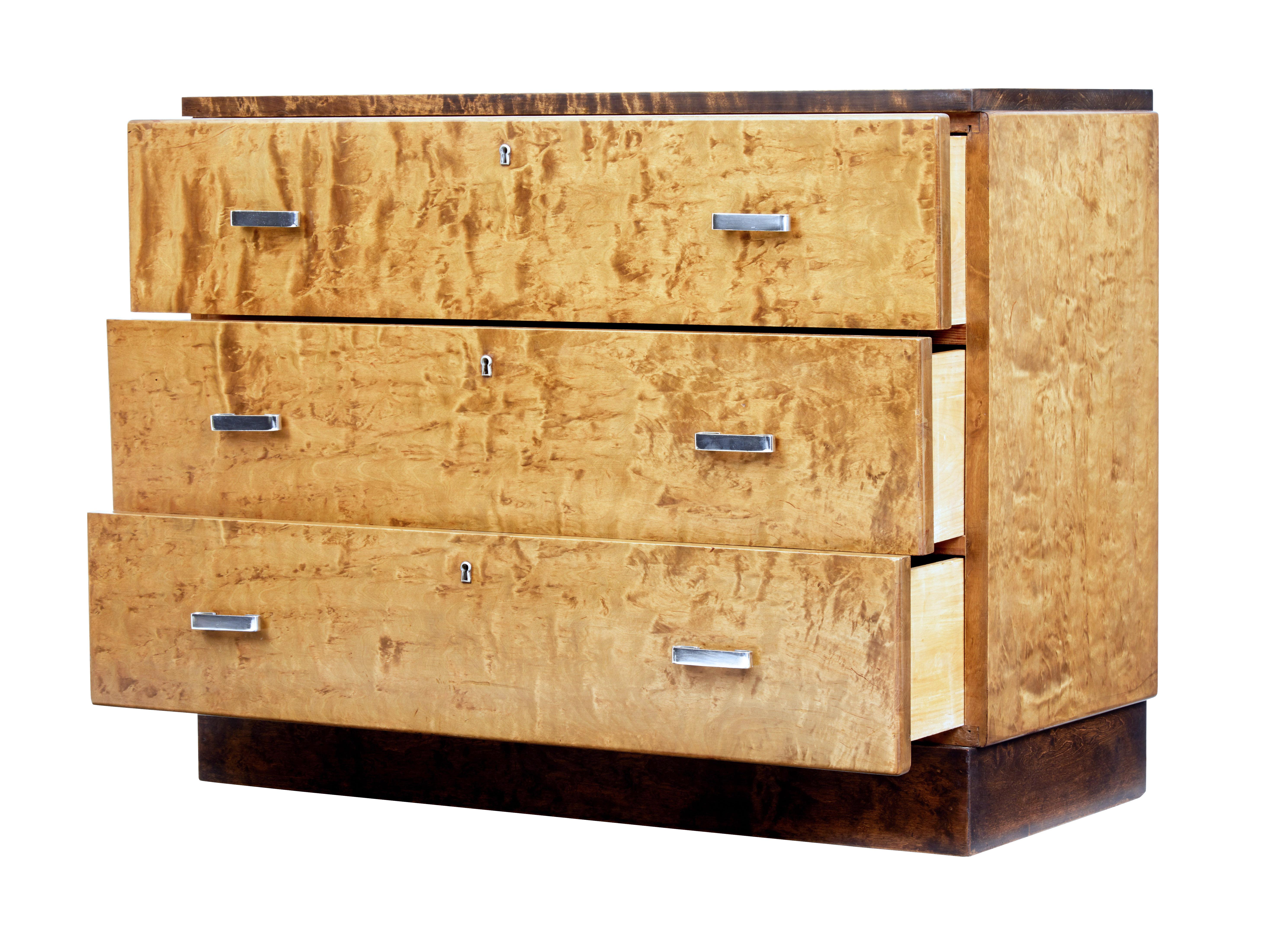 Swedish Art Deco Scandinavian Birch Chest of Drawers