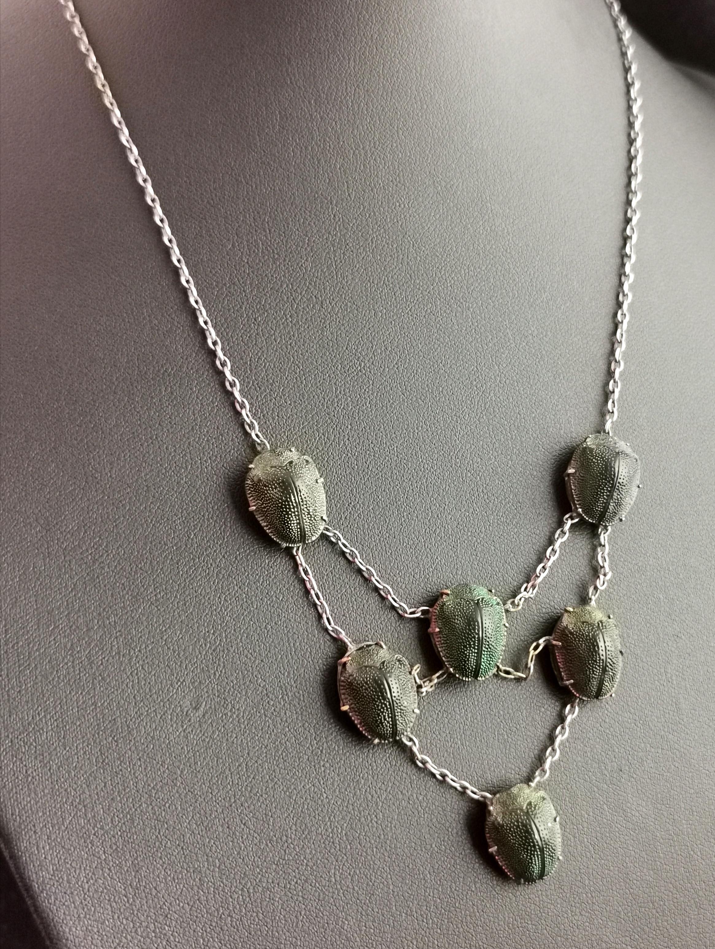 Art Deco Scarab Beetle Festoon Necklace, Egyptian Revival at 1stDibs ...