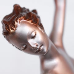 Josef Lorenzl "Scarf Dancer" Art Deco Silvered Bronze Sculpture Circa 1930