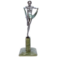 art deco woman statue Art Deco Scarf Dancer by Jozef Lorenzl