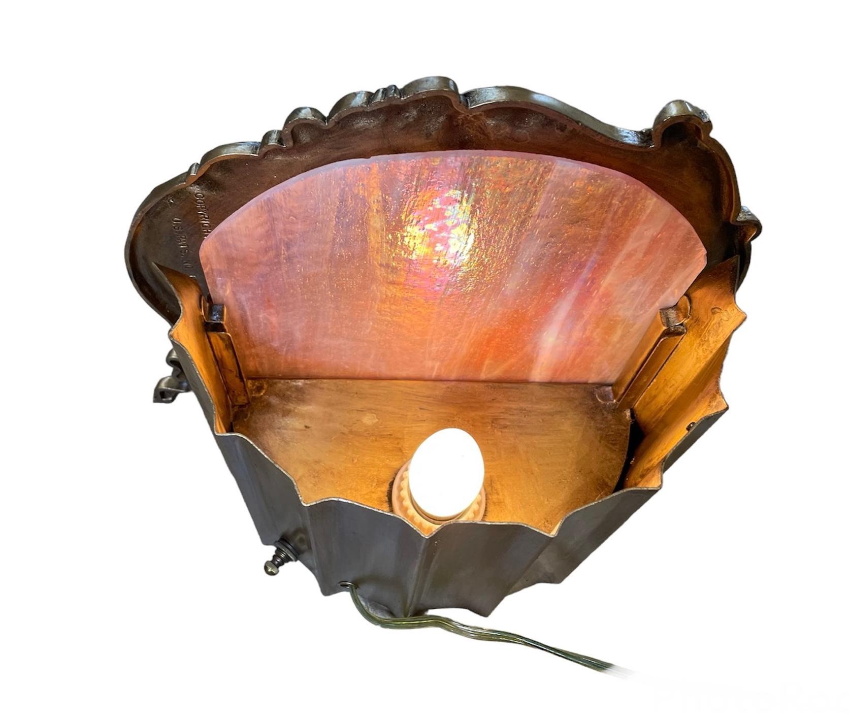 Art Deco Scene In Action Company Metal Table Lamp For Sale 1