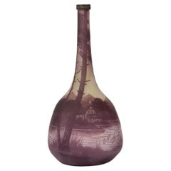Art Deco Scenic  Cameo Glass Vase Signed Richard Circa 1920