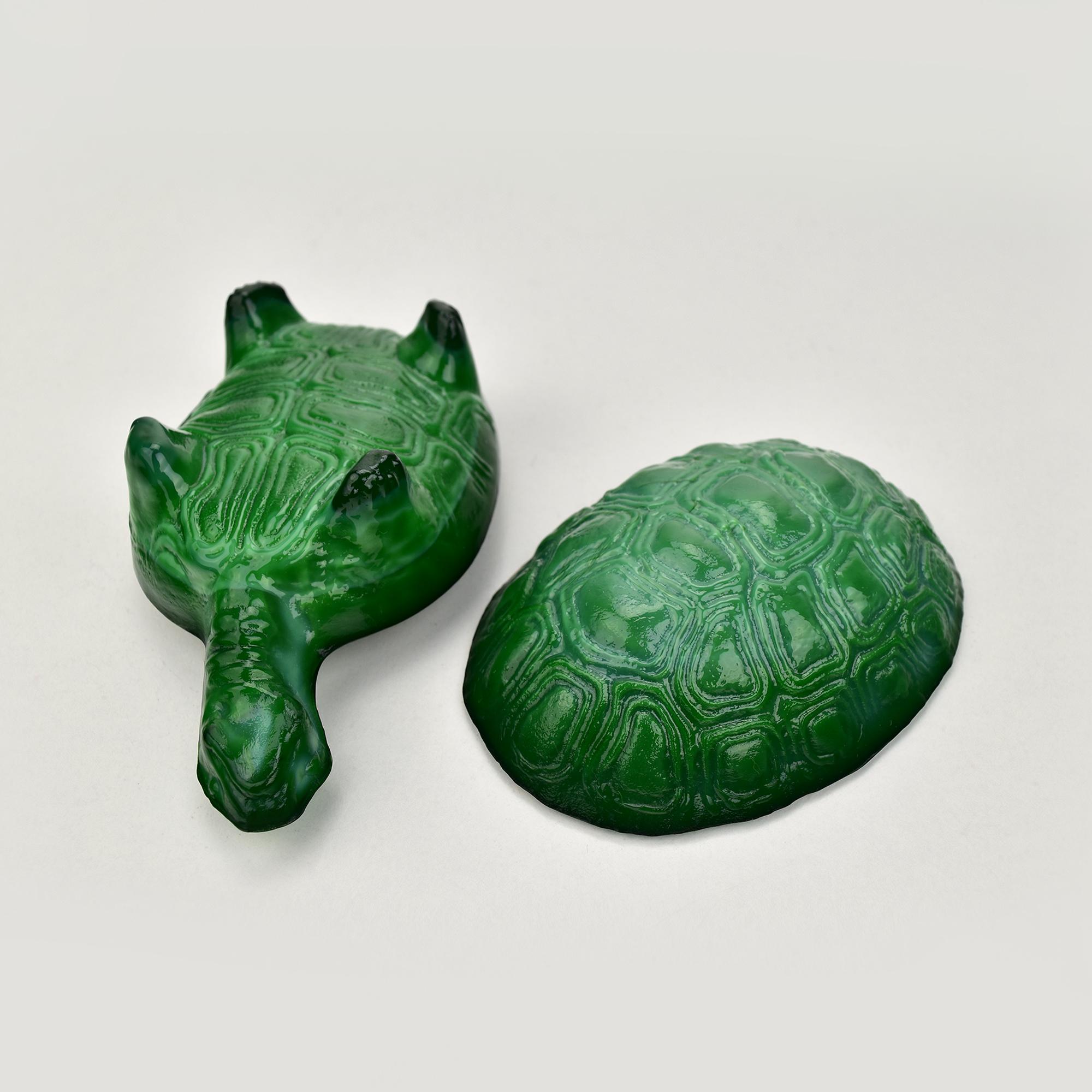 Art Decó Schlevogt & Hoffmann Vaso de malaquita Tortuga Plato de baratijas Vidrio en venta