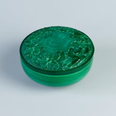 Art Deco Schlevogt Ingrid Malachite Glass Trinket Box, 1930s