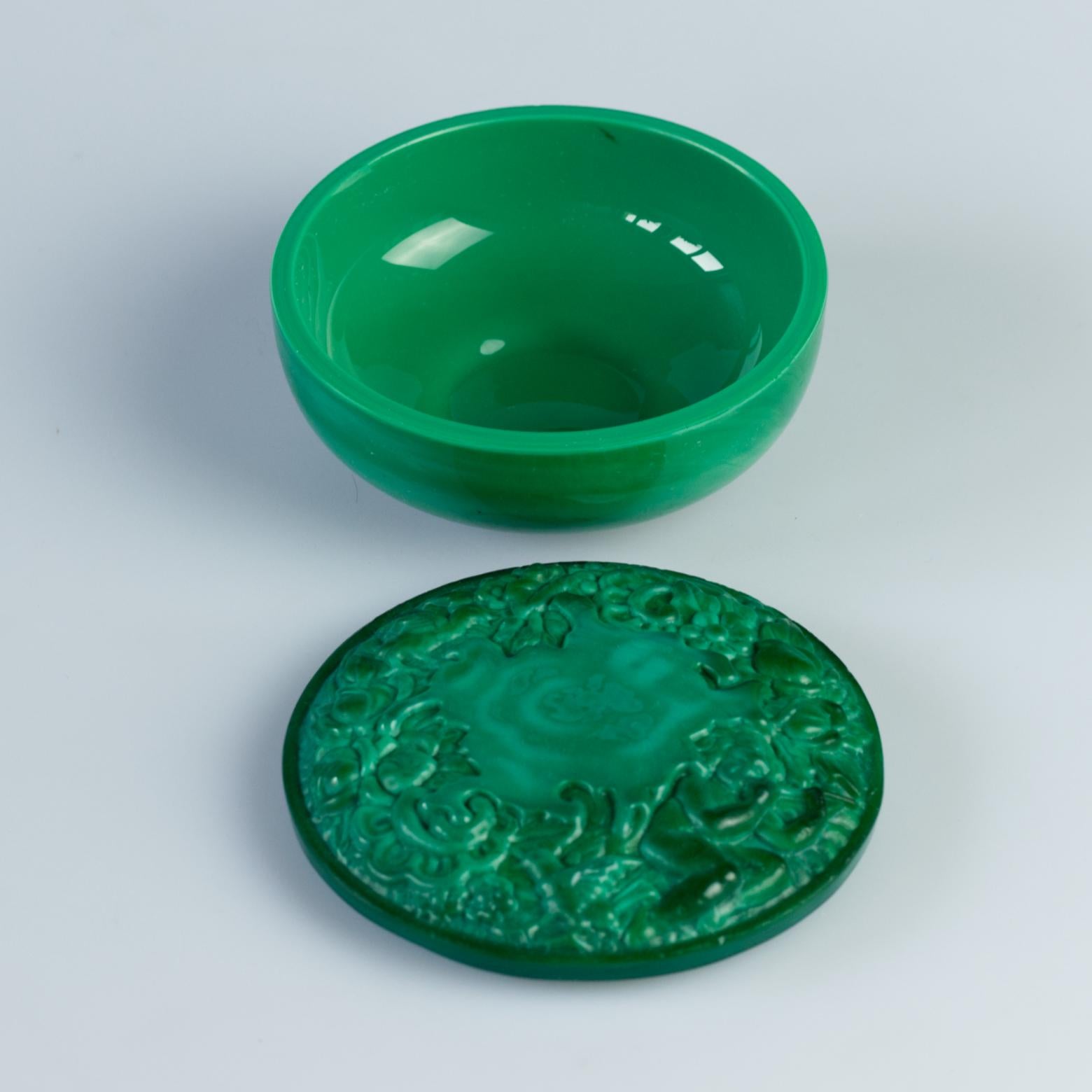 Caja de Baratijas de Cristal de Malaquita Schlevogt Ingrid Art Decó, Años 30 en Bueno estado para la venta en Lucenec, SK