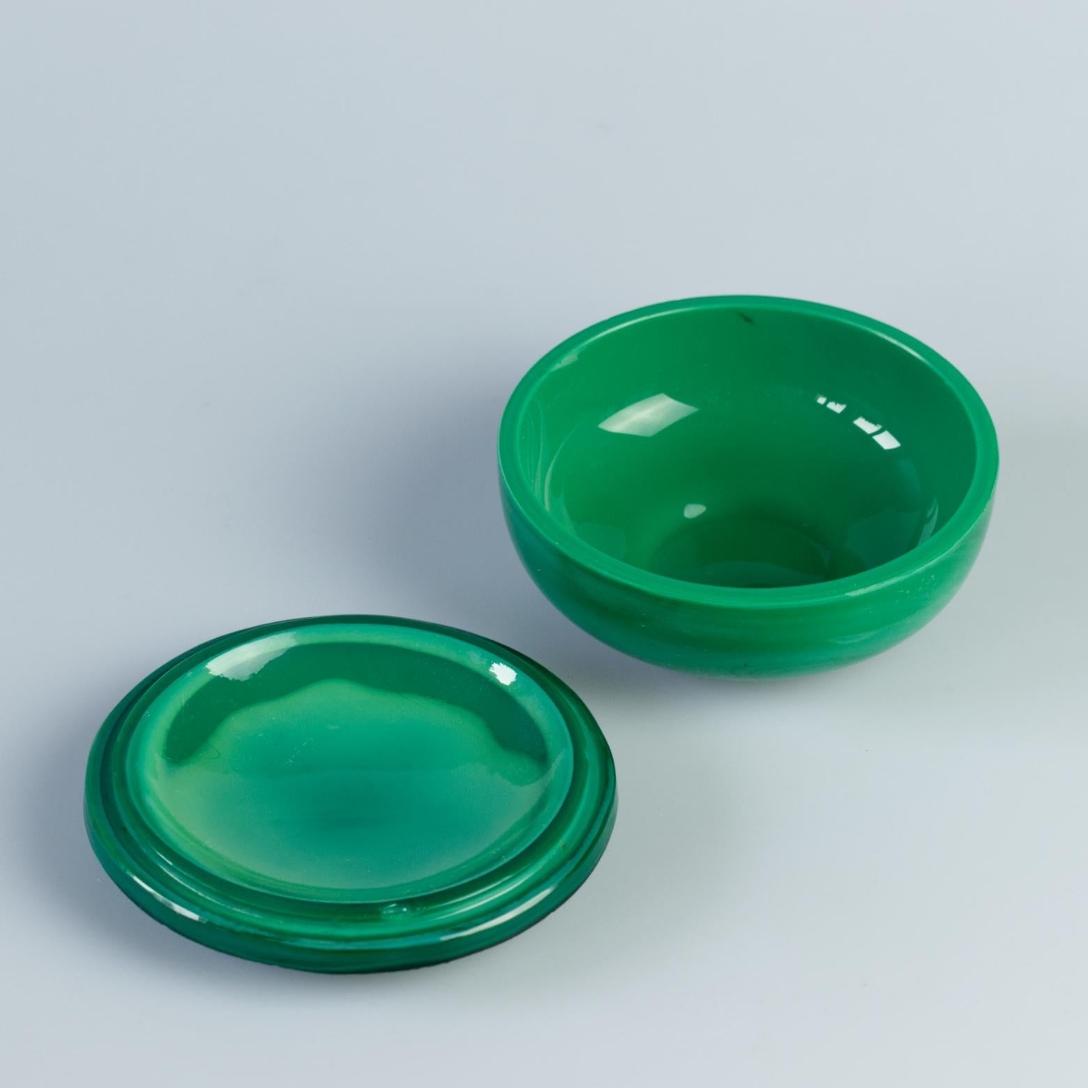Caja de Baratijas de Cristal de Malaquita Schlevogt Ingrid Art Decó, Años 30 en venta 2