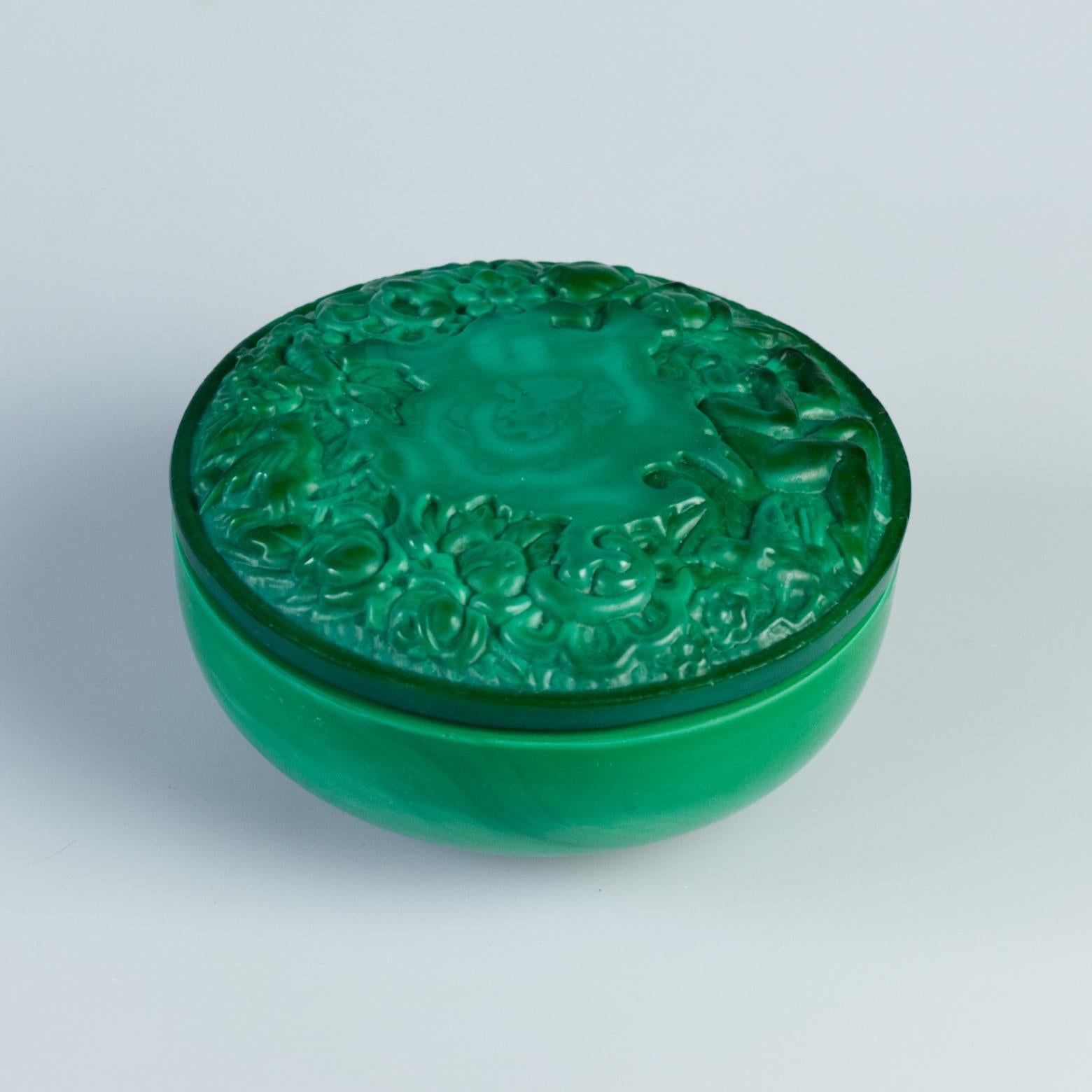 Caja de Baratijas de Cristal de Malaquita Schlevogt Ingrid Art Decó, Años 30 en venta 4