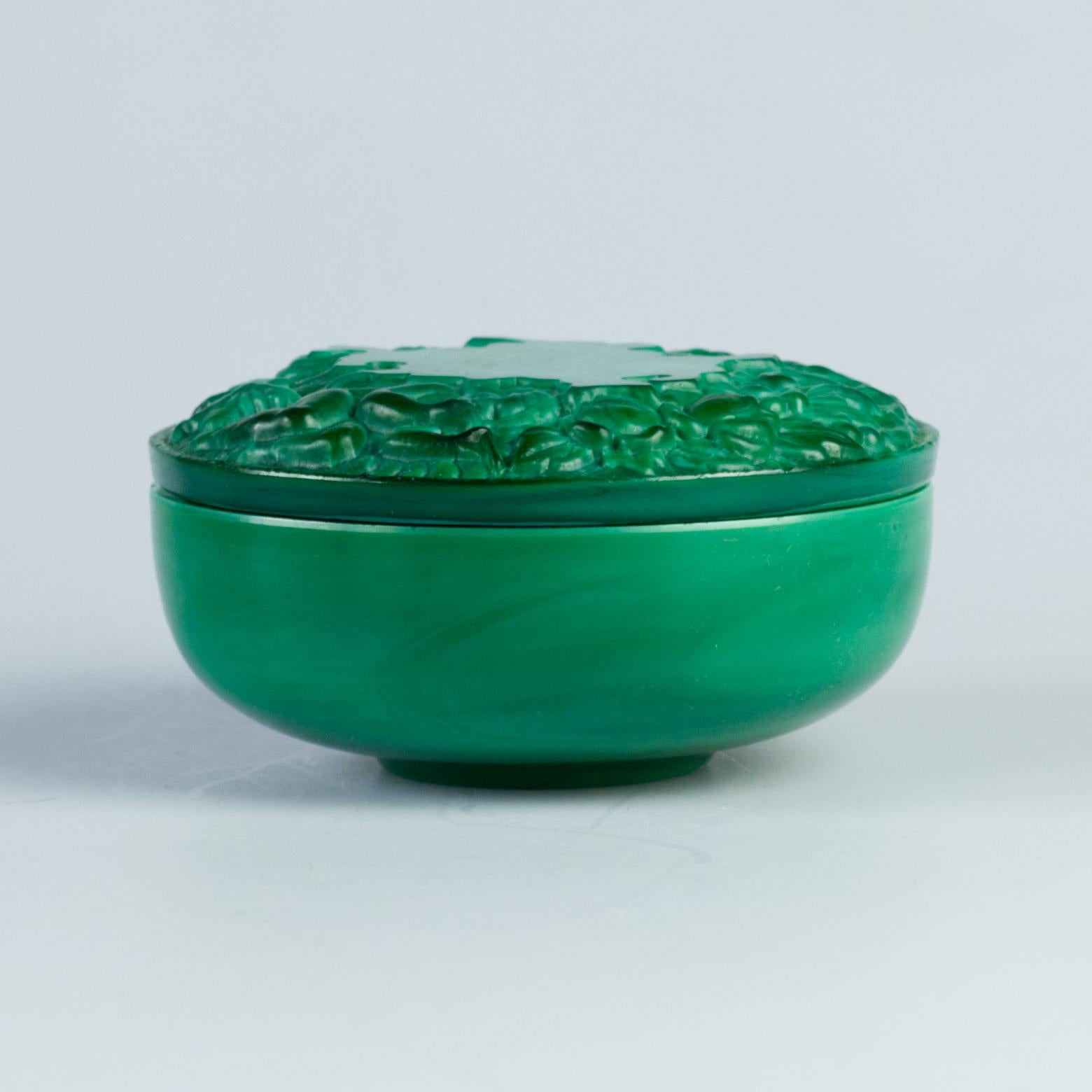 Caja de Baratijas de Cristal de Malaquita Schlevogt Ingrid Art Decó, Años 30 en venta 5