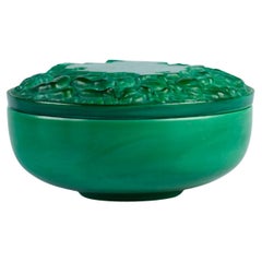 Art Deco Schlevogt Ingrid Malachite Glass Trinket Box, 1930s