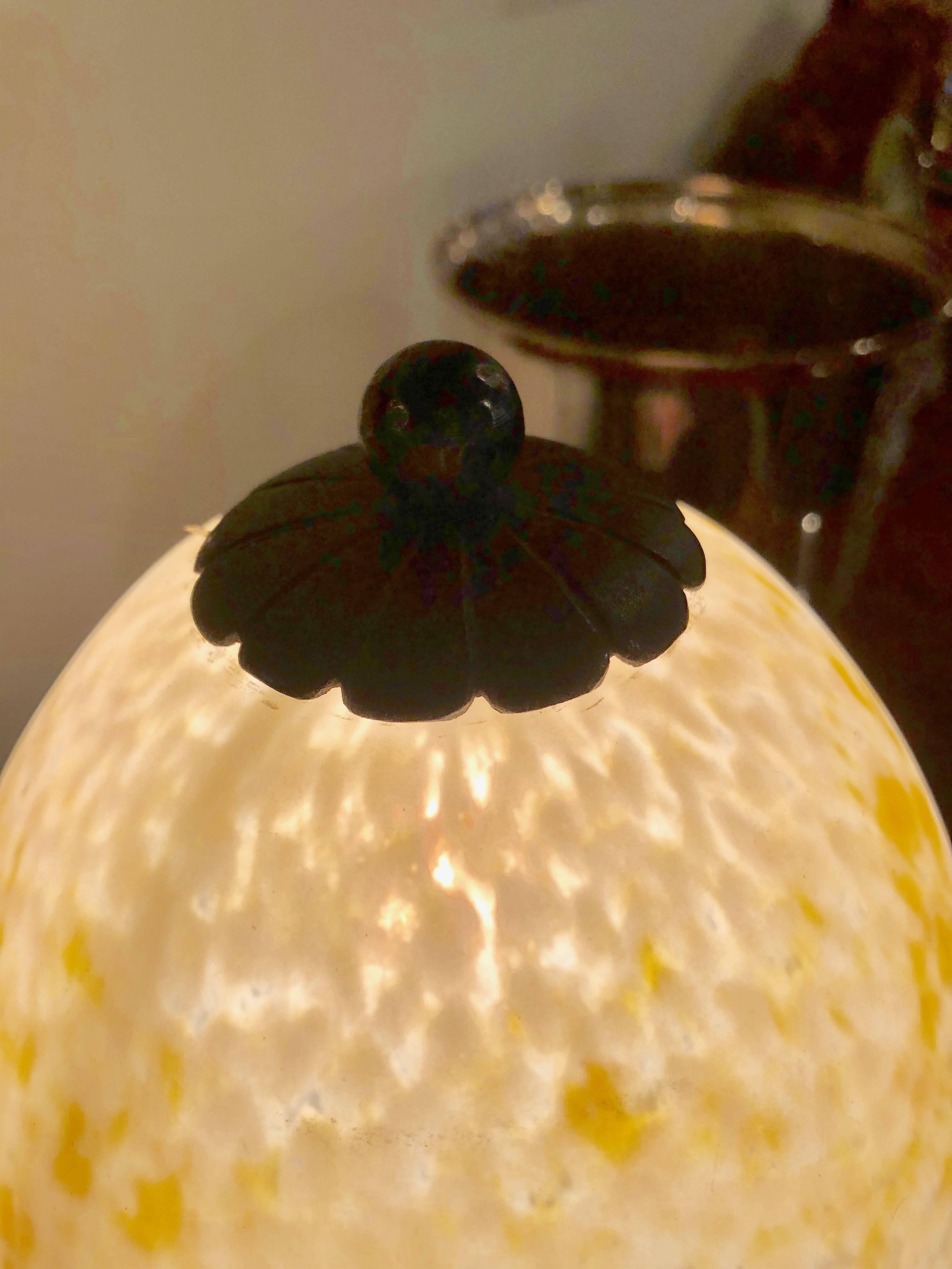 French Art Deco Schneider Katona Iron Table Lamp