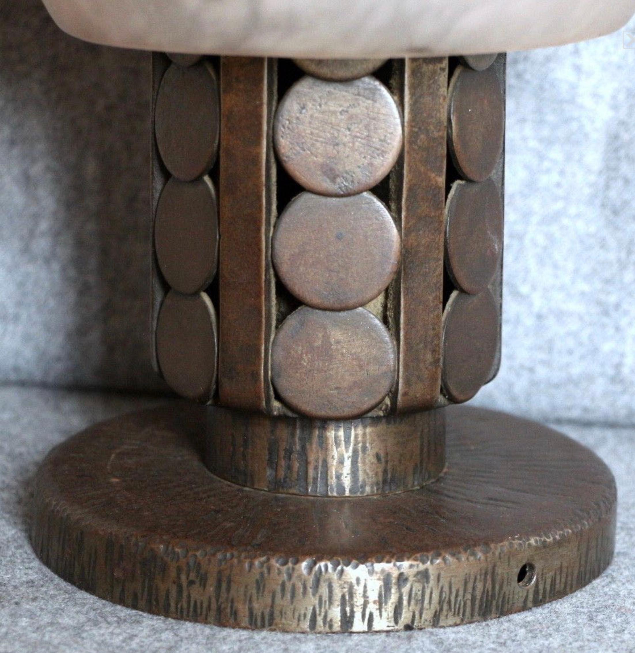 French Art Deco Schneider Katona Iron Table Lamp For Sale