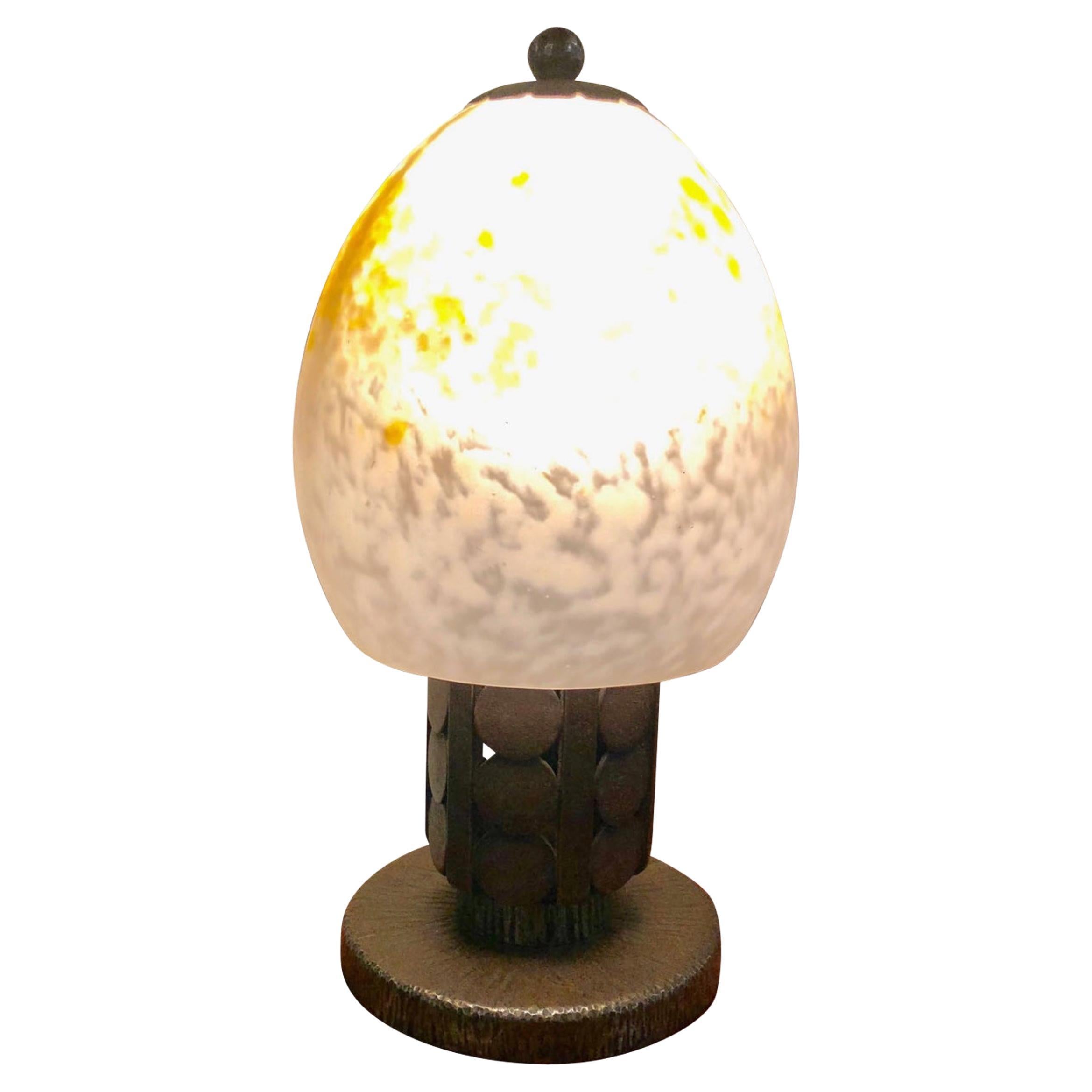 Art Deco Schneider Katona Iron Table Lamp For Sale
