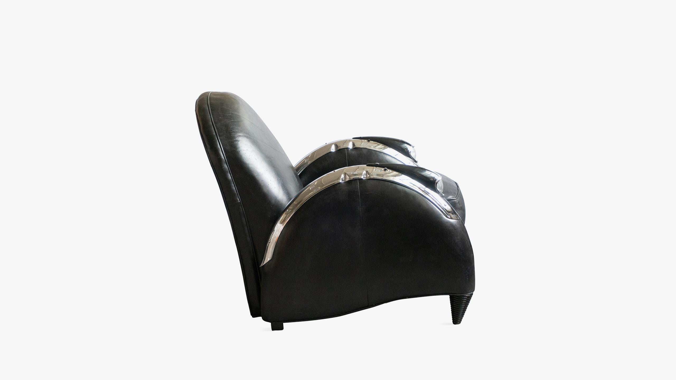 Known for a streamlined sleek aesthetic, Art Deco design remains relevant to this day. The style borrows Bauhaus geometry and accentuates it with decorative materials such as crisp metals and supple upholstery. This chair was designed with all of