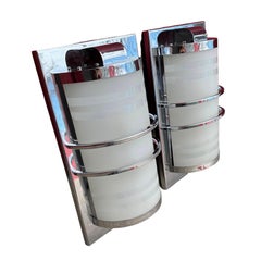 Sconce Art Deco in vetro cromato in stile teatro