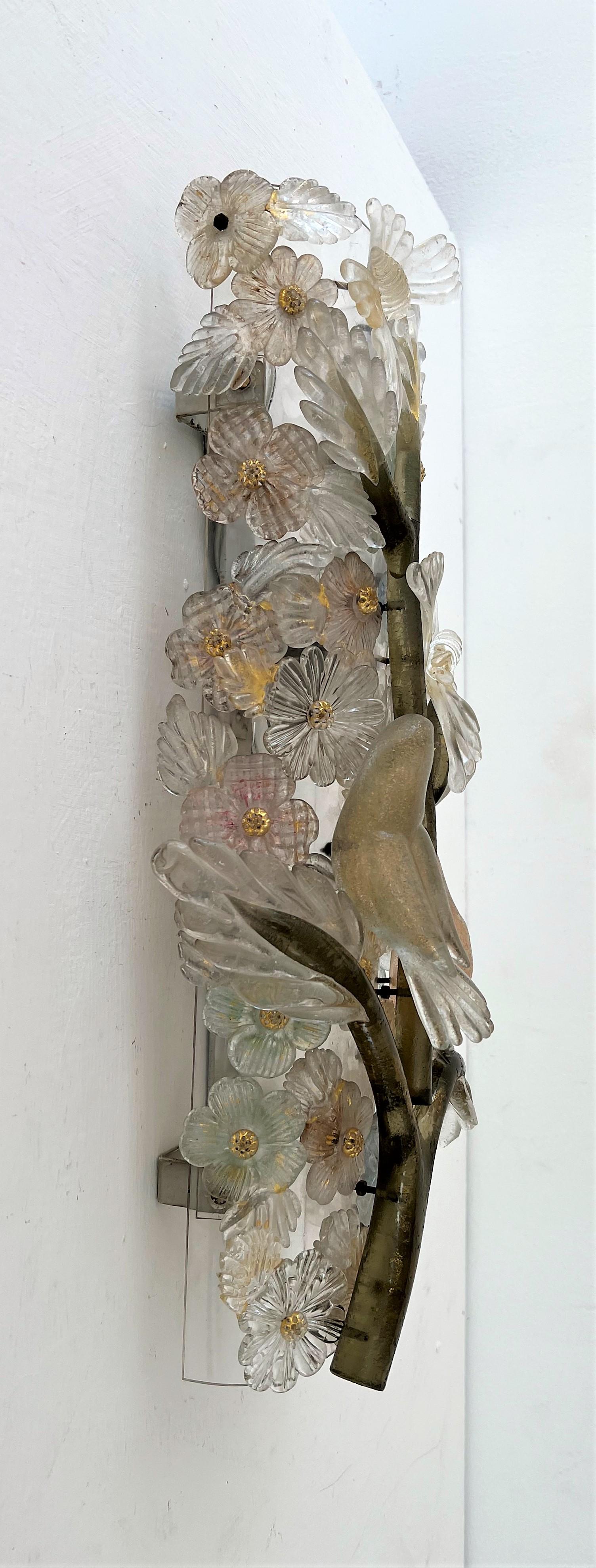 Verre de Murano Applique Art Déco en verre de Murano sculpté à la main, Italie en vente