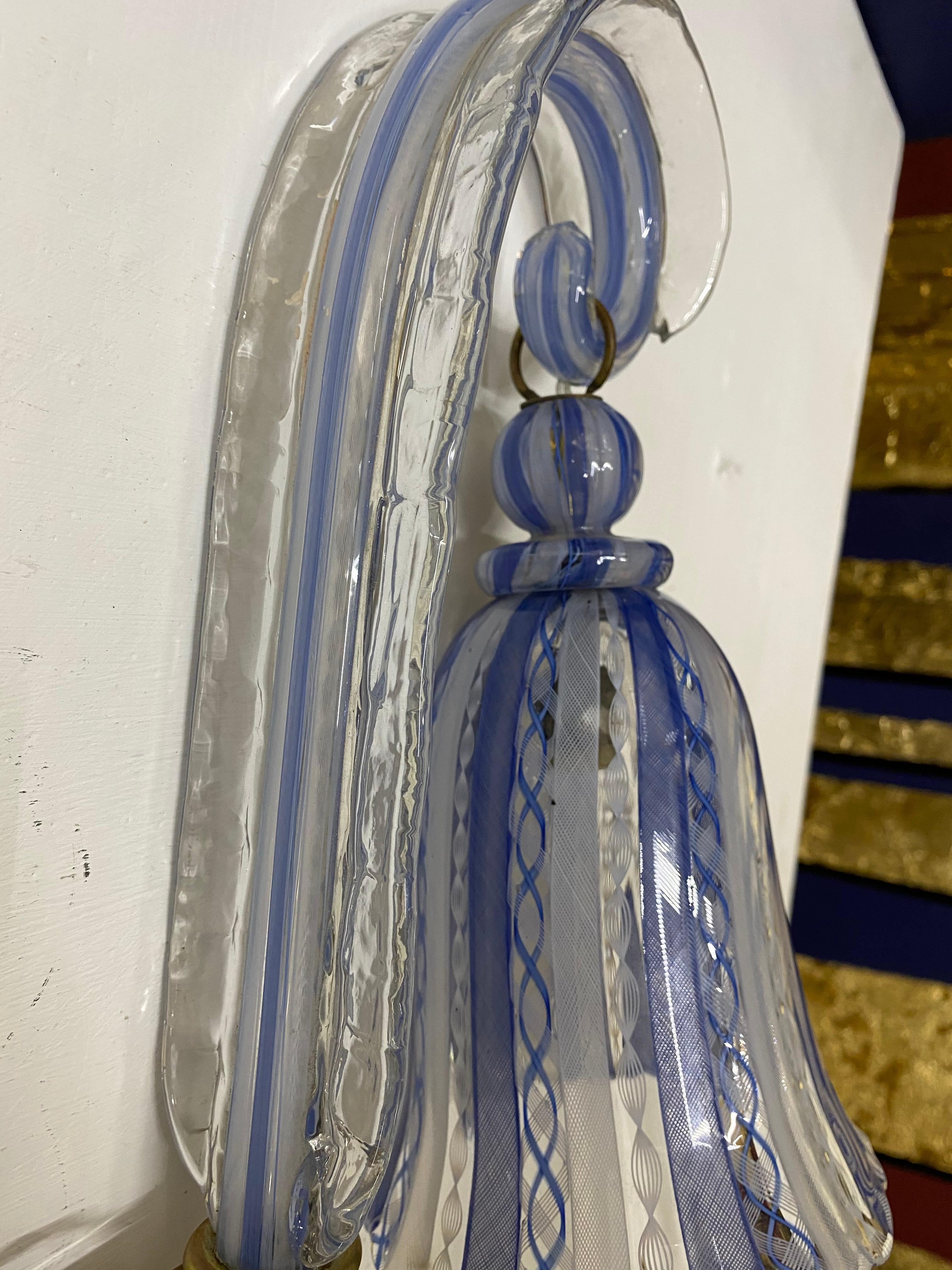 Applique Art Déco en verre de Murano en technique Zanfirico, Italie, vers 1930-40 4