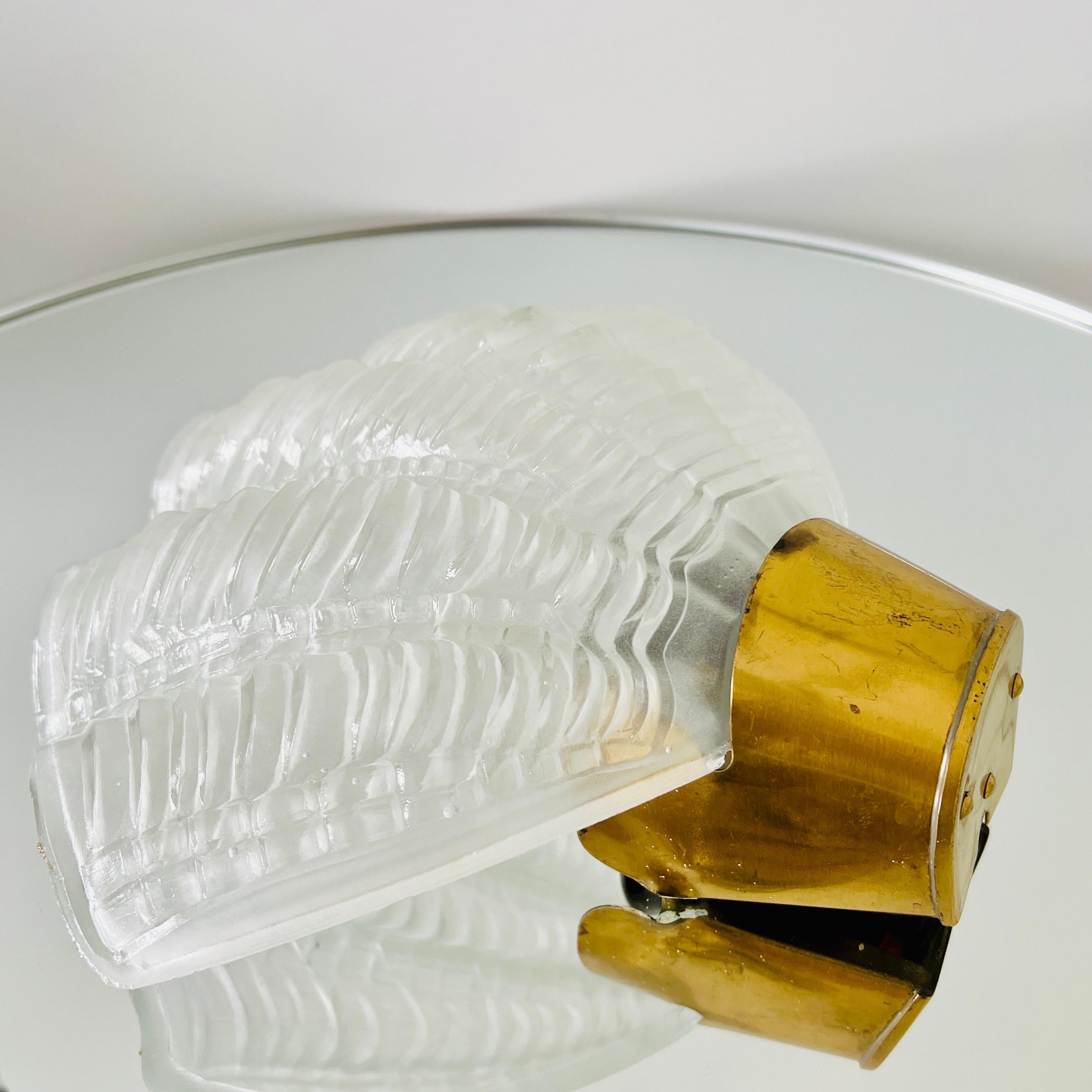 Brushed Art Deco Sconce with Elegant Shell Design, England, c. 1930's For Sale