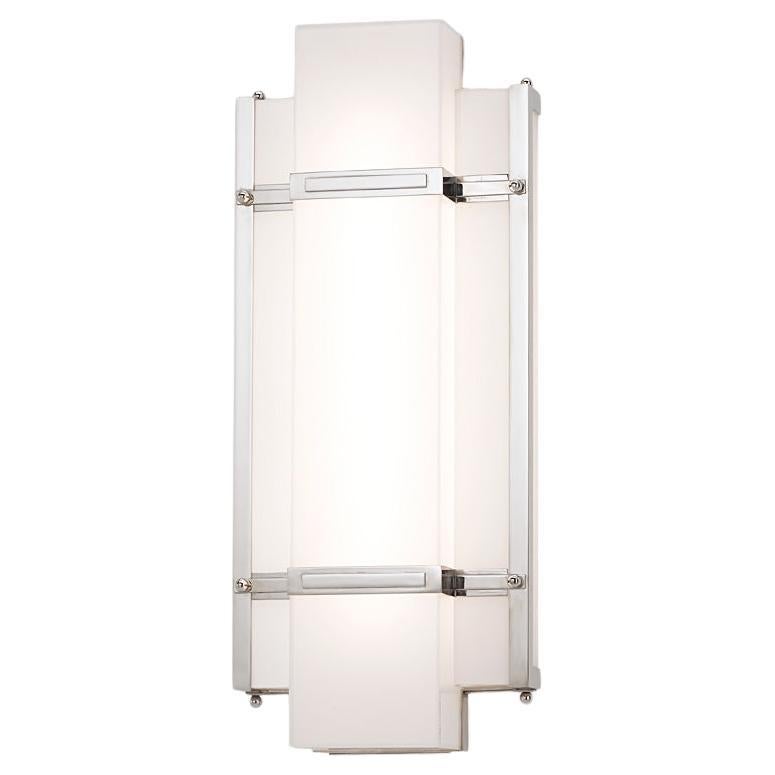 Art Deco Sconce with Nickel finish and Sanded Glass For Sale