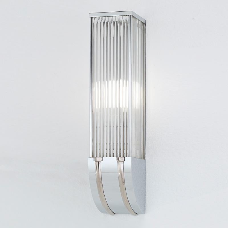 French Art Deco Sconce with Nickel Finish For Sale