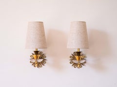 Art Deco Sconces in Brass, Bronze & Glass - in the style of Jules Leleu - 1930s