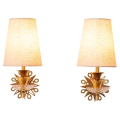 Art Deco Sconces in Brass, Bronze & Glass - in the style of Jules Leleu - 1930s