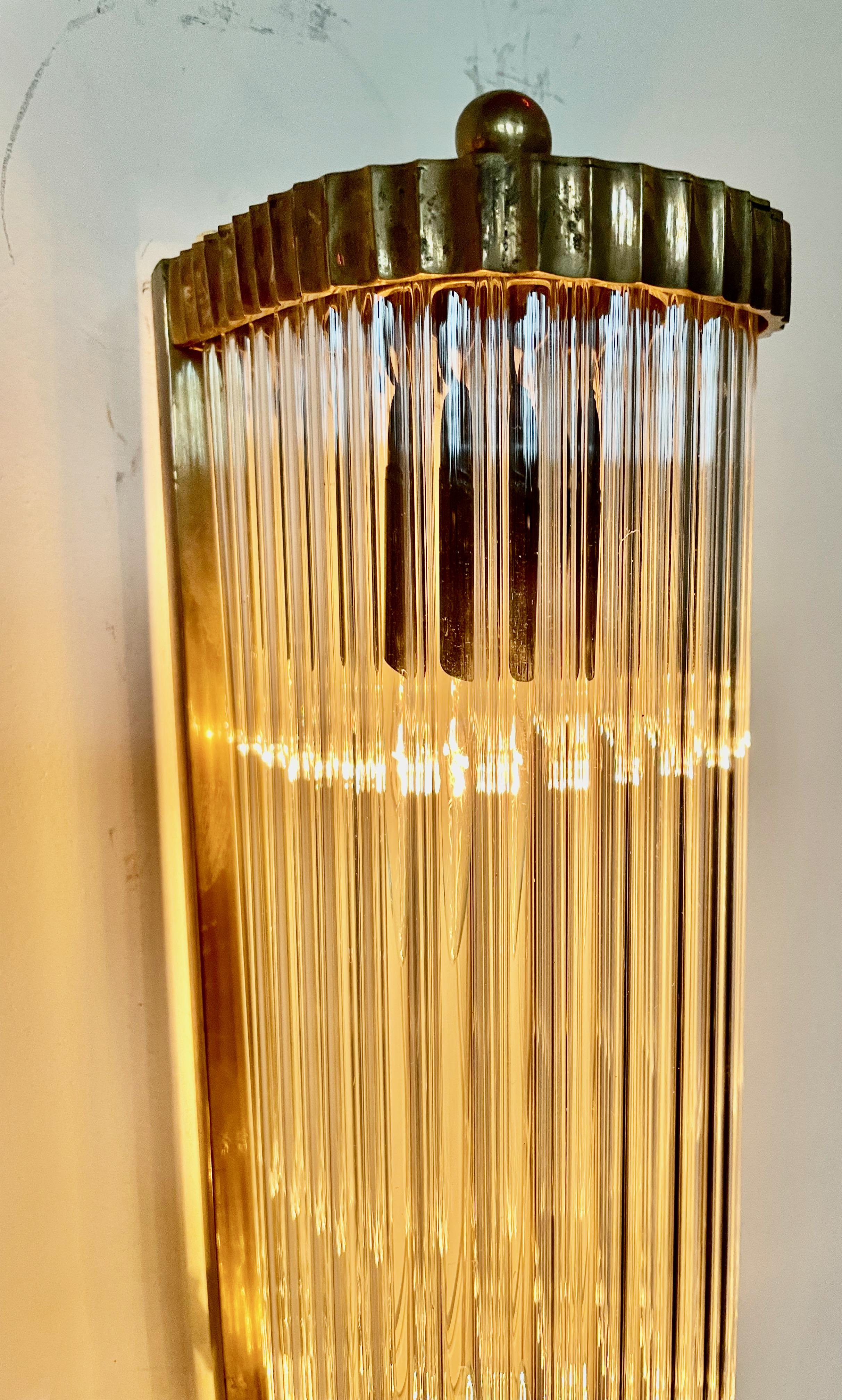Art Deco Sconces in the Style of Petito Ribbed Glass In Good Condition In Oakland, CA