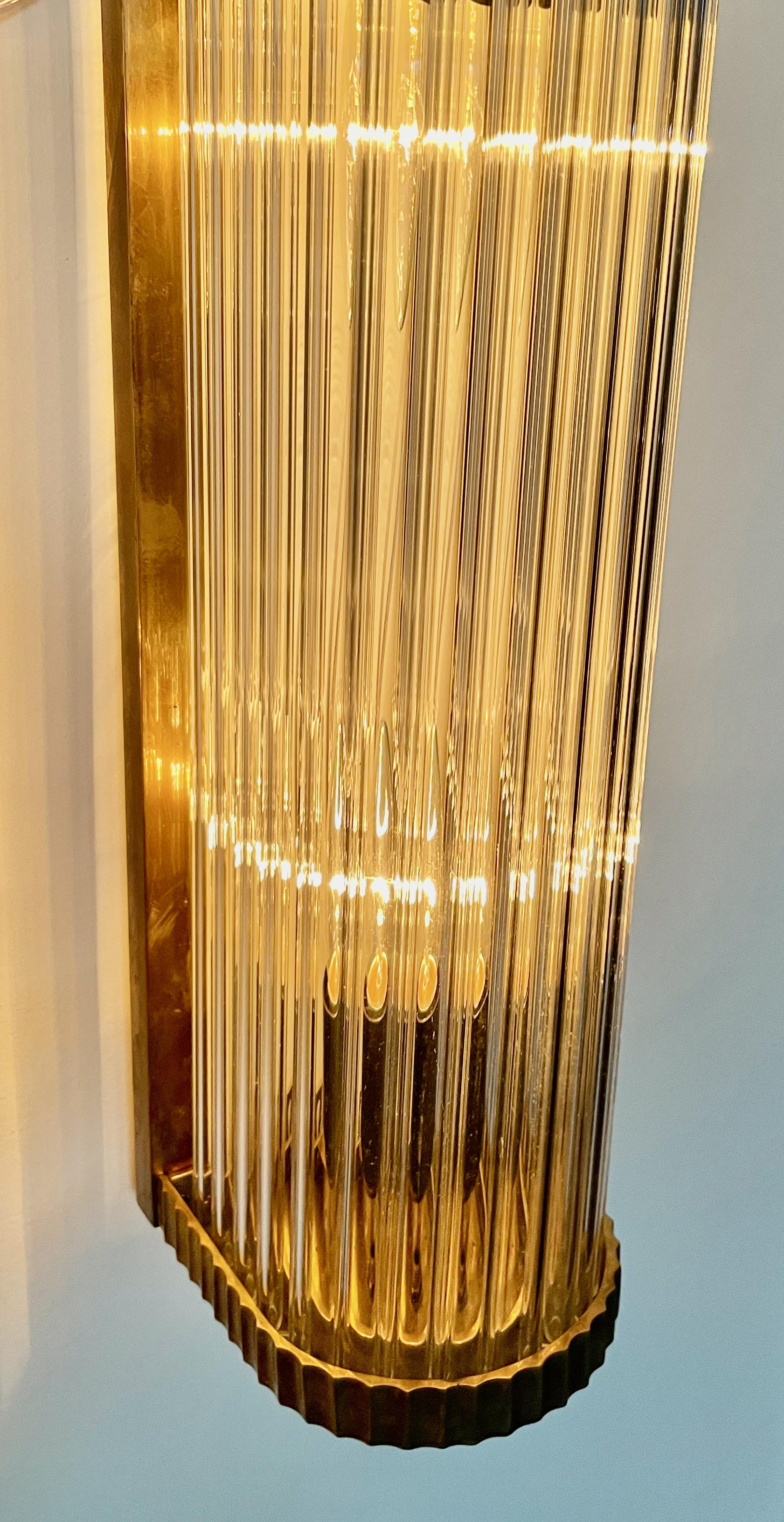 Mid-20th Century Art Deco Sconces in the Style of Petito Ribbed Glass